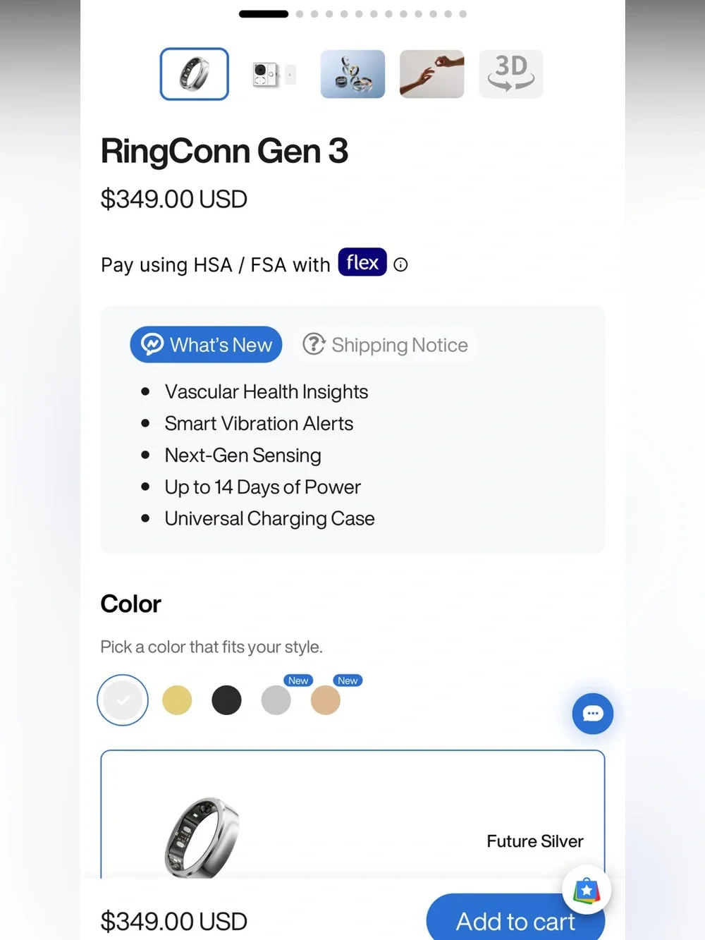 RingConn Gen 3 Smart Ring Matte Black Size 9